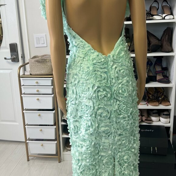 ASOS Luxe 3D Mint Backless Floral Midi Dress (+ Bow) - Picture 5 of 8